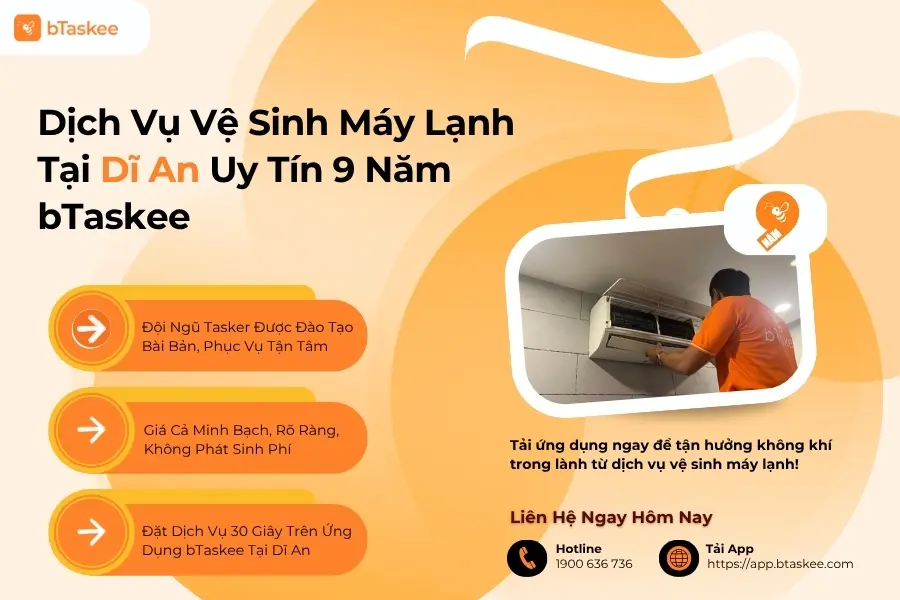 Dịch Vụ Vệ Sinh Máy Lạnh Tại Dĩ An Uy Tín 9 Năm bTaskee